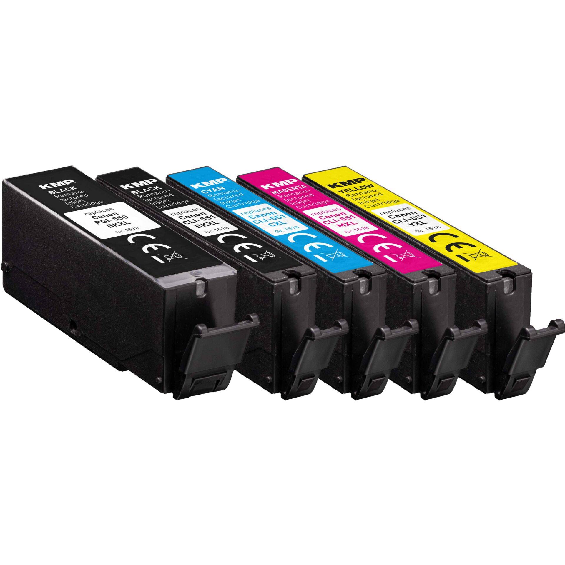 KMP - 2x schwarz cyan magenta gelb Druckerpatronen kompatibel zu Canon PGI-550 XL PGBK - Kompatibel - Tintenpatrone-1