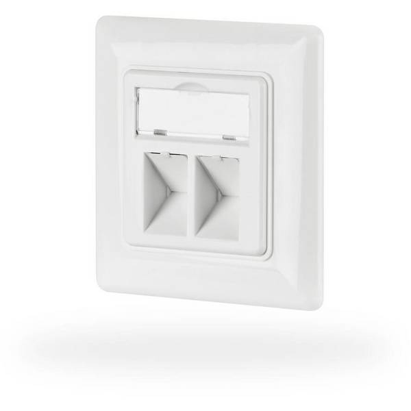Netzwerkdose 2-fach für Keystones, Weiss, RAL 9003, ohne Keystone Ecommerce Komponenten Rahmen