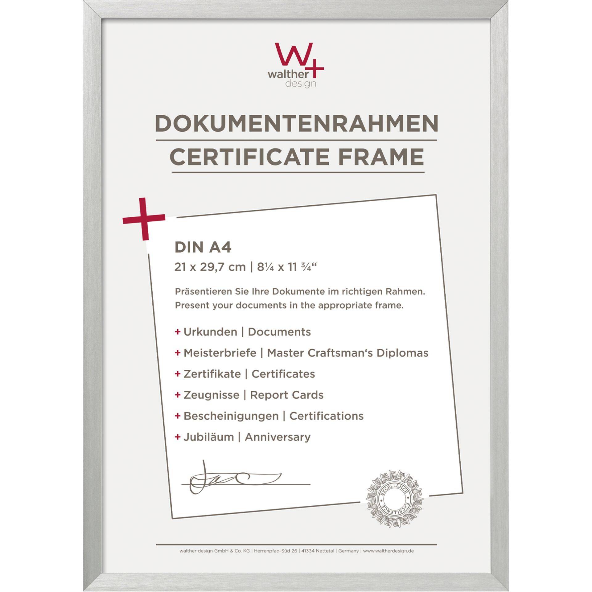 walther design AJ130S Bilderrahmen Chair silber 21,8 x 30,7 cm Büromöbel-0