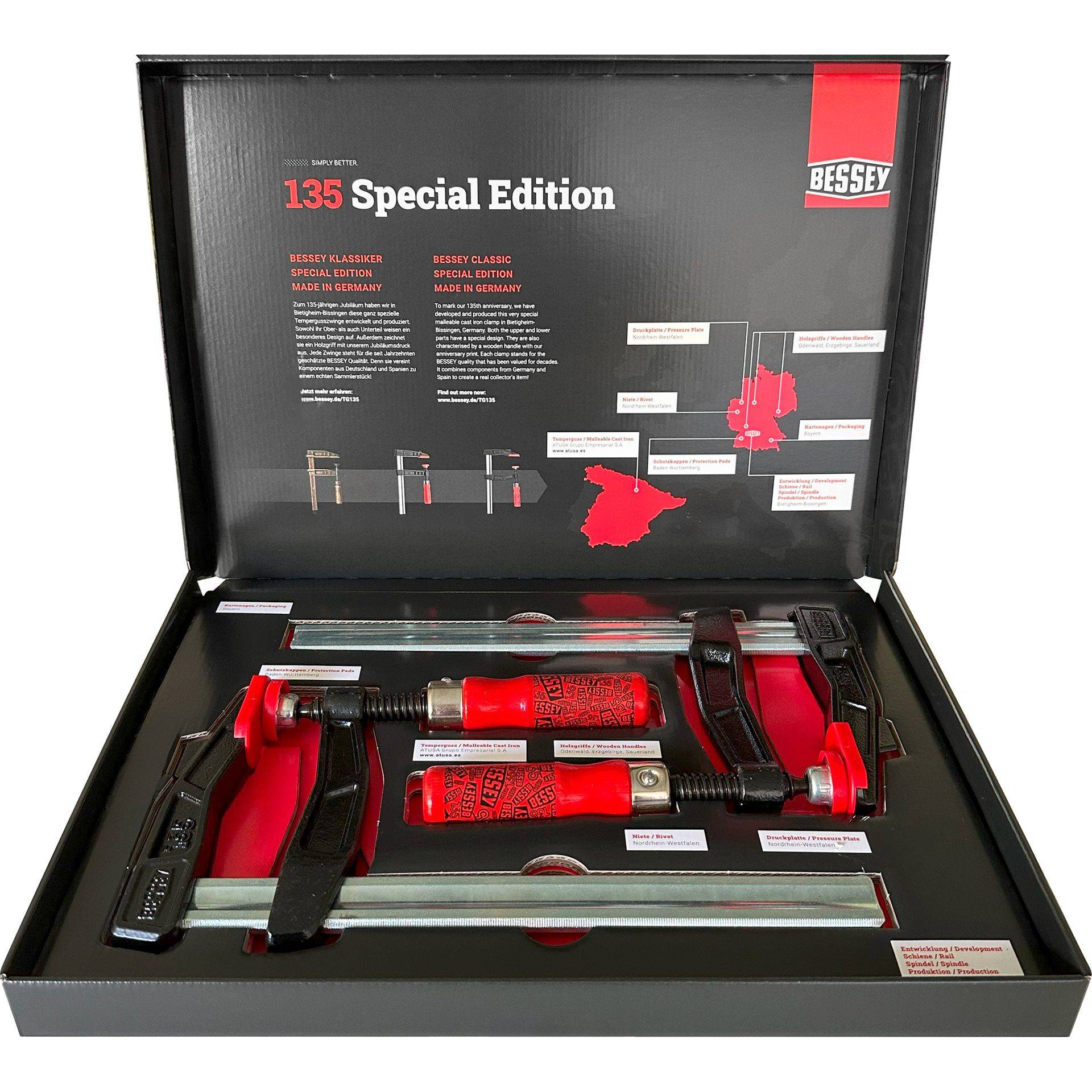 BESSEY Jubiläumsset 2x Tempergusszwinge TGA25SET-135 250/120-1