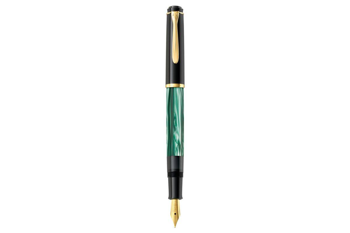 Pelikan 994145, Schwarz, Gold, Grün, Marmorfarbe, Integriertes Befüllsystem, Harz, Gold, Kursiv nib, Vergoldete Stahl-2