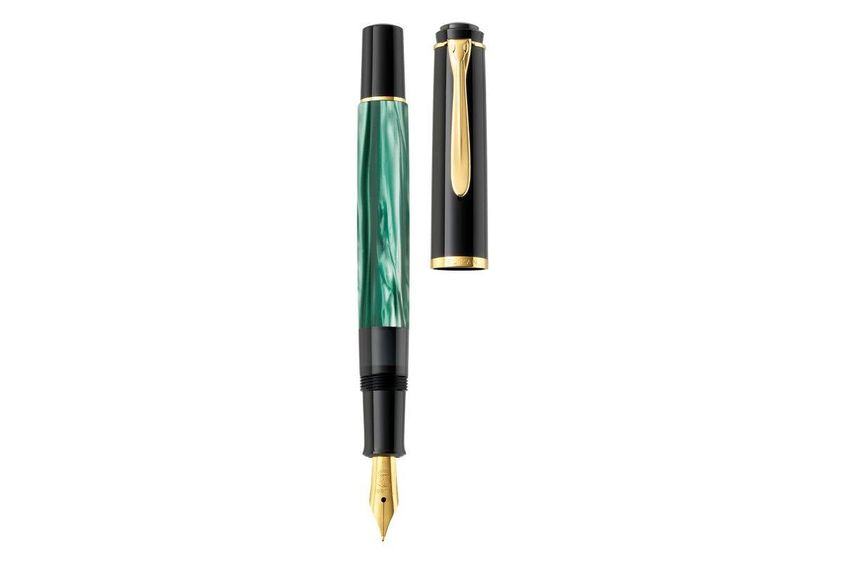 Pelikan 994145, Schwarz, Gold, Grün, Marmorfarbe, Integriertes Befüllsystem, Harz, Gold, Kursiv nib, Vergoldete Stahl-3