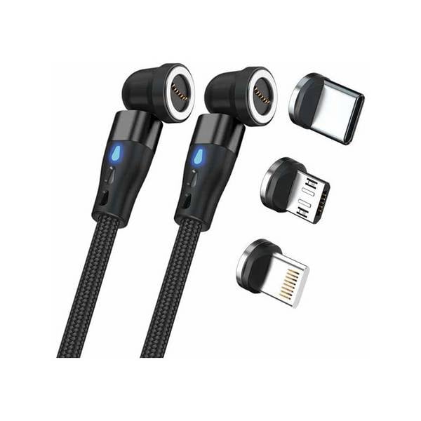 RealPower Magnetic cable,1m,2x magnetisch,schwarz mit Adapte Multimedia-Technik Ladegerät