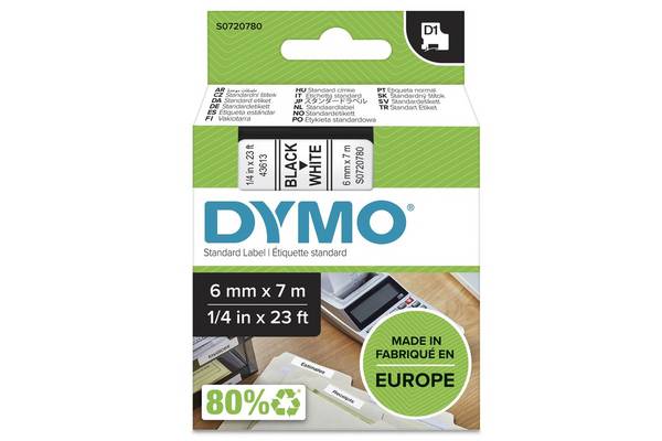 DYMO D1 Schriftband 43613 6mmx7.0m schwarz->weiß Multimedia-Technik Schriftbänder