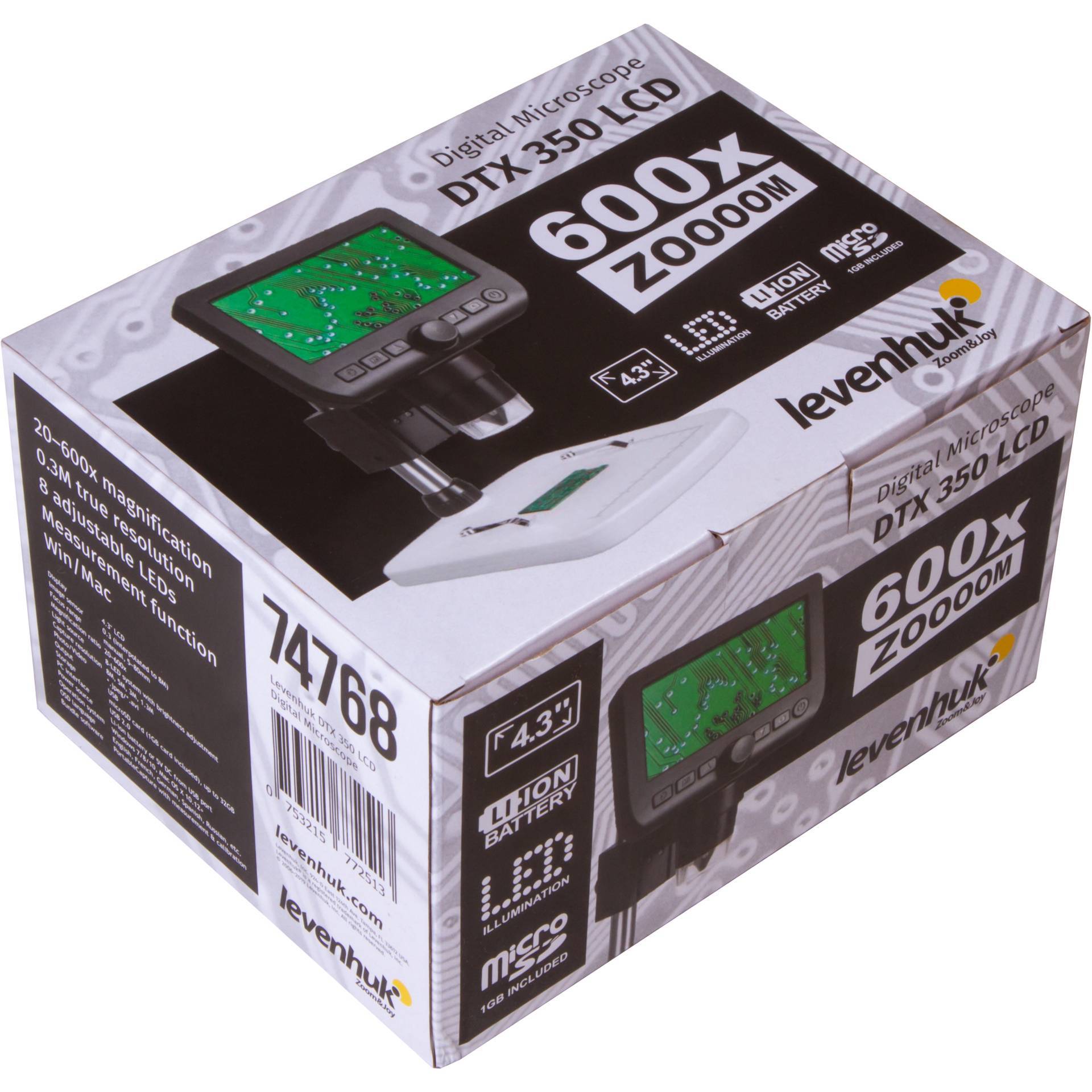 Levenhuk DTX 350 LCD, Digitales Mikroskop, Schwarz, Weiß, Kunststoff, LCD, 10,9 cm (4.3"), MicroSD (TransFlash)-0
