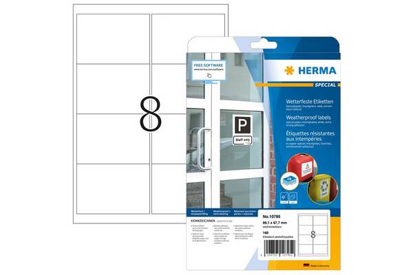 HERMA Wetterfeste Impraegn.Etik.A4 20 Blatt 99.1x67.7 - A4 - Spezial-Papier - We