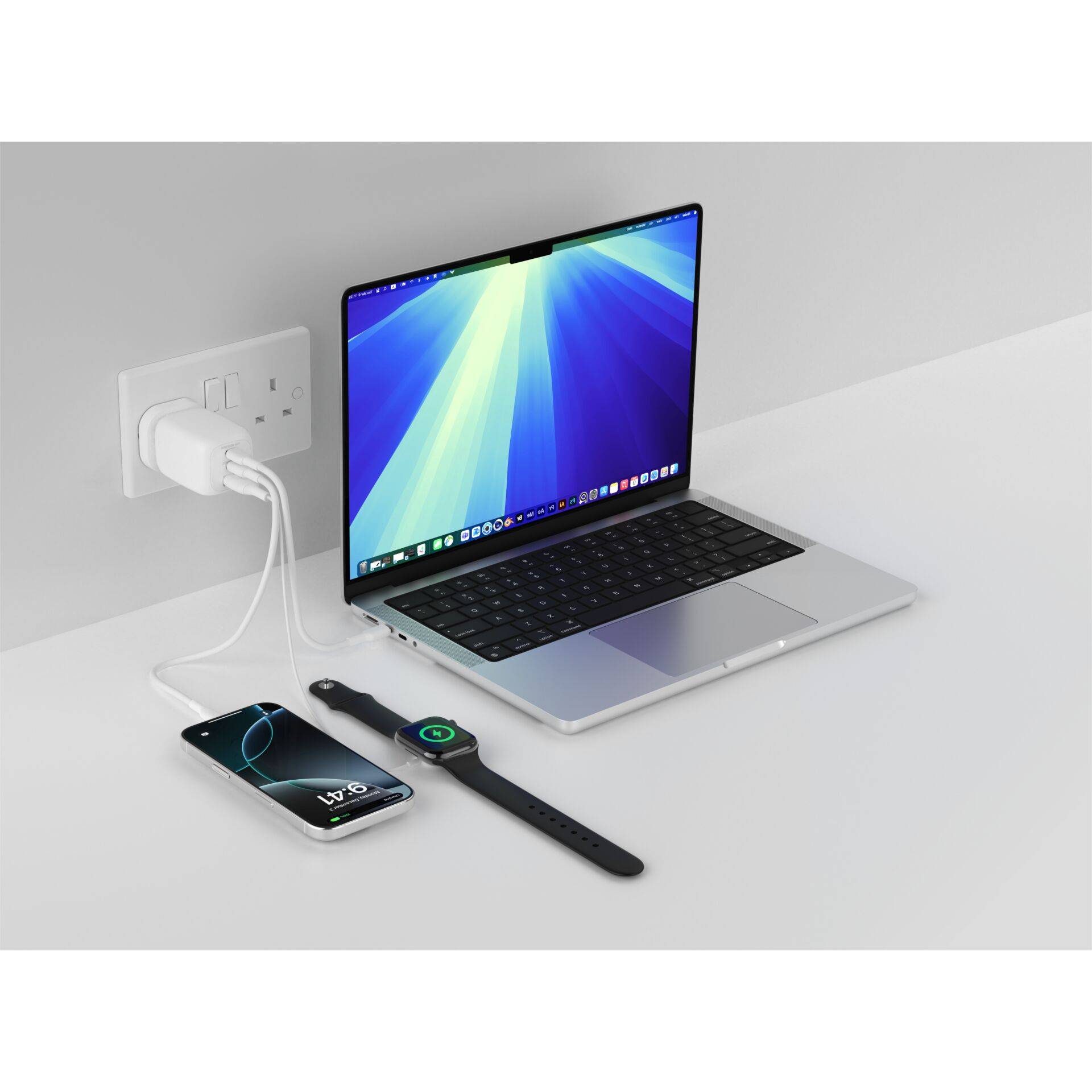Belkin BoostCharge Pro - Netzteil - GaN - 100 Watt - PD 3.1/PPS - 3 Ausgabeanschlussstellen (2 x USB-C, USB)-2
