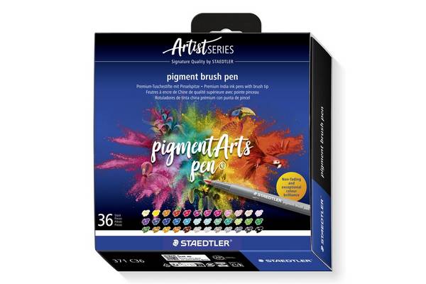 Staedtler Pigment Arts Brush Pen, 36 Farben, Mehrfarbig, Rund, Kunststoff, Polypropylen (PP), Tinte auf Wasserbasis, Erw