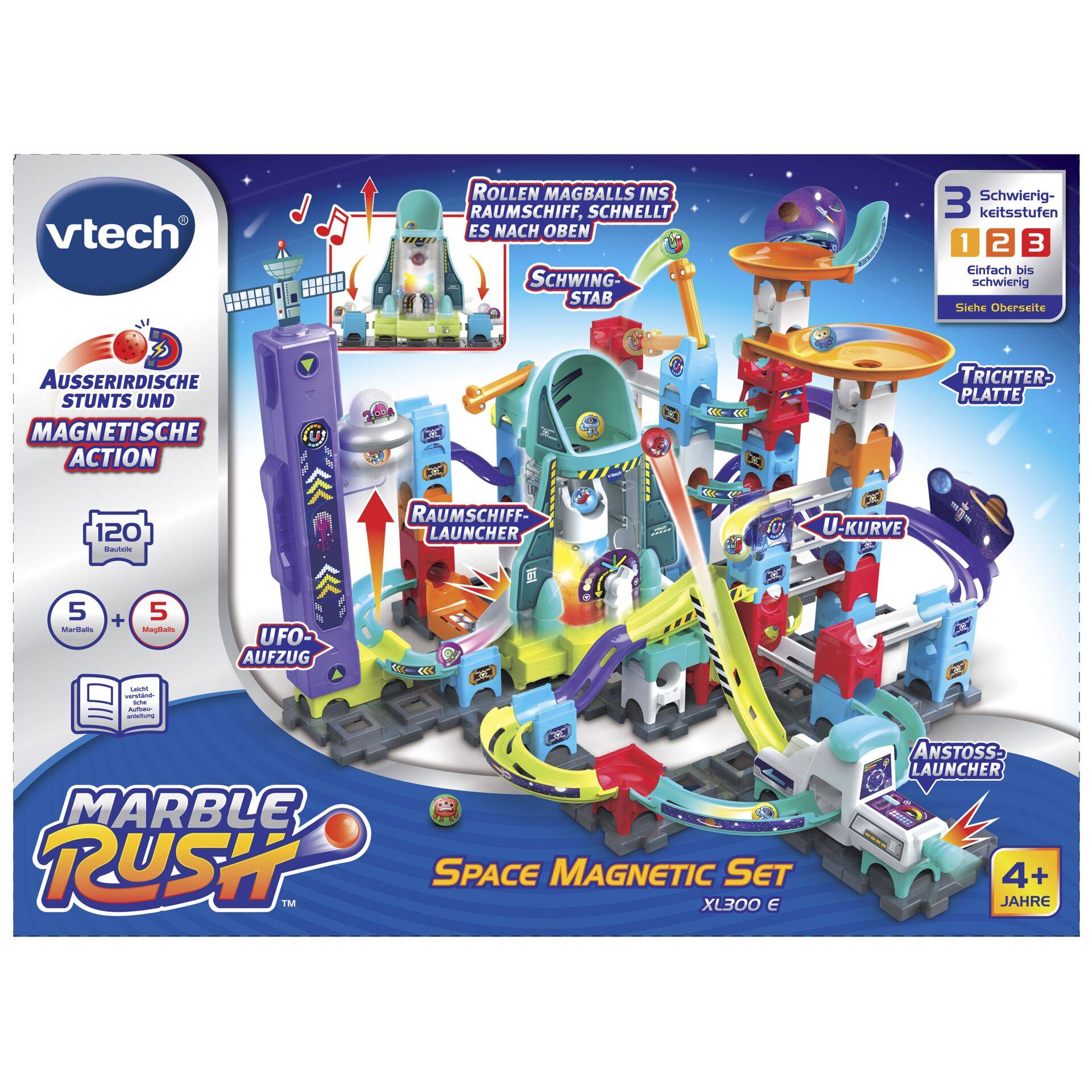 VTech Marble Rush Space Magnetic Set XL300 E, 4 Jahr(e), AA, Mehrfarbig-1