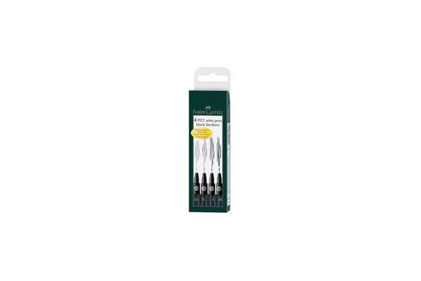 FABER-CASTELL Tuschestift PITT artist pen, schwarz, 4er Etui
