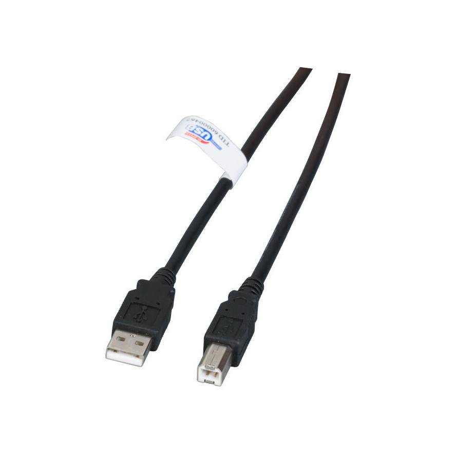 EFB USB2.0 Anschlusskabel A-B, St.-St., 1,8m, schwarz, LSZH-0