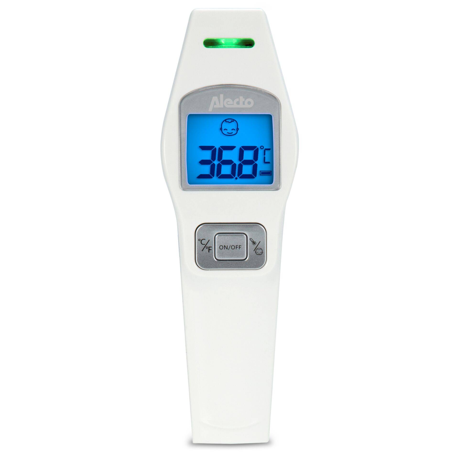 Alecto BC-37, Fernabtastthermometer, Weiß, Stirn, Tasten, °C, °F, Körpertemperatur, Oberflächentemperatur-0