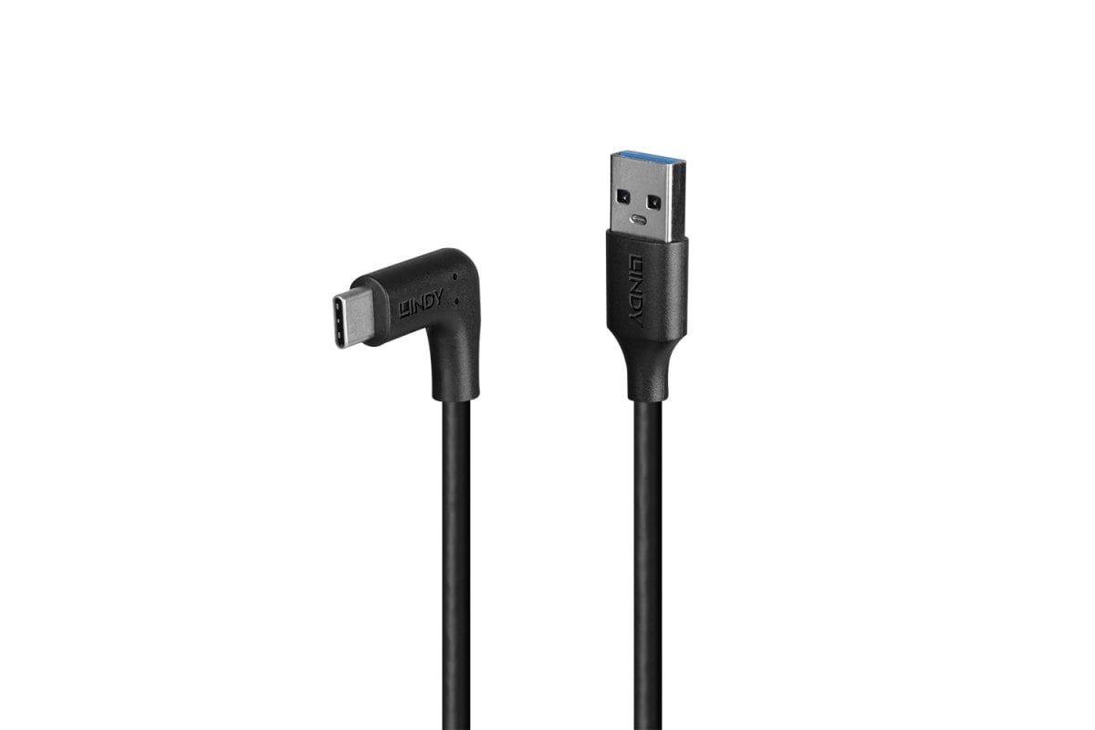 LINDY 32013, 1m USB 3.2 Typ A an C Kabel, 90° gewinkelt, 10GBit/s-0