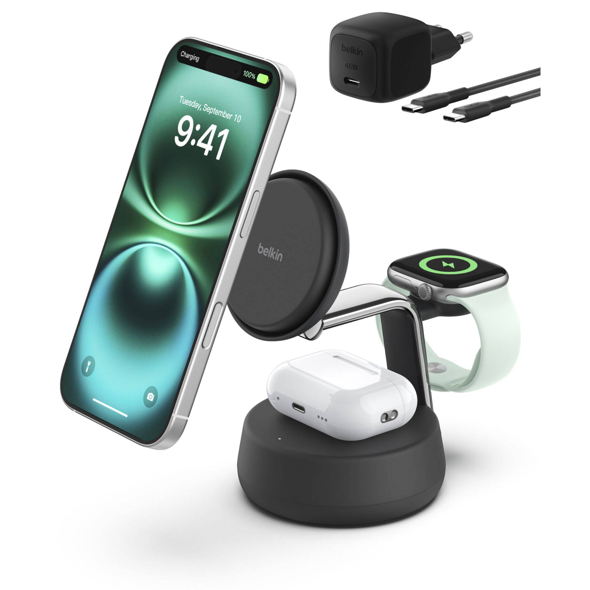 Belkin UltraCharge Pro 3-in-1 kabelloses Ladegerät WIZ040KQCH-2