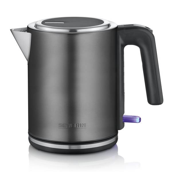 Severin WK 9342, 1 l, 2400 W, Schwarz, Gebürsteter Stahl, Kunststoff, Edelstahl, Wasserstandsanzeige, Drahtlos
