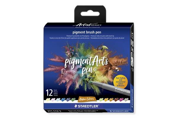STAEDTLER 371 - Pinselstift - permanent - gemischte Farben - Wasserbasierte Pigmenttinte (Packung mit 12)