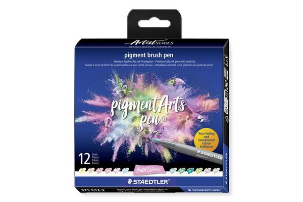 STAEDTLER 371 - Pinselstift - Pastell - wasserbasiert - permanent - gemischte Farben - Pigmenttinte (Packung mit 12)