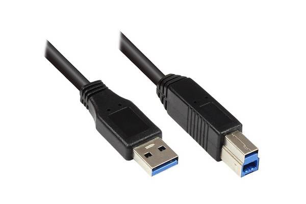 Anschlusskabel USB 3.0 Stecker A an Stecker B, schwarz, 0,2m, Good Connections®