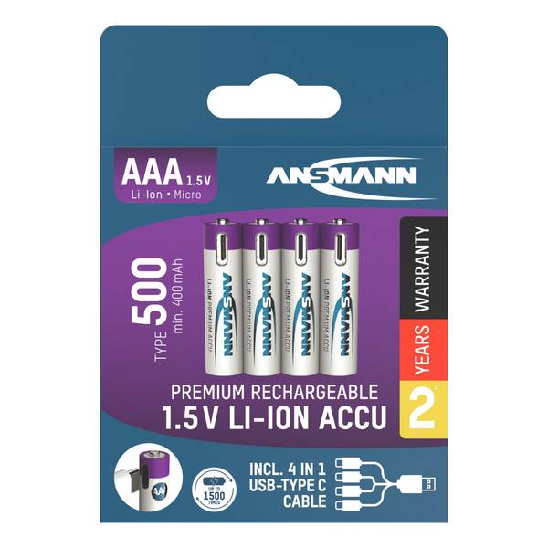 ANSMANN 1311-0028 Li-Ion Akkus Micro AAA Typ 500