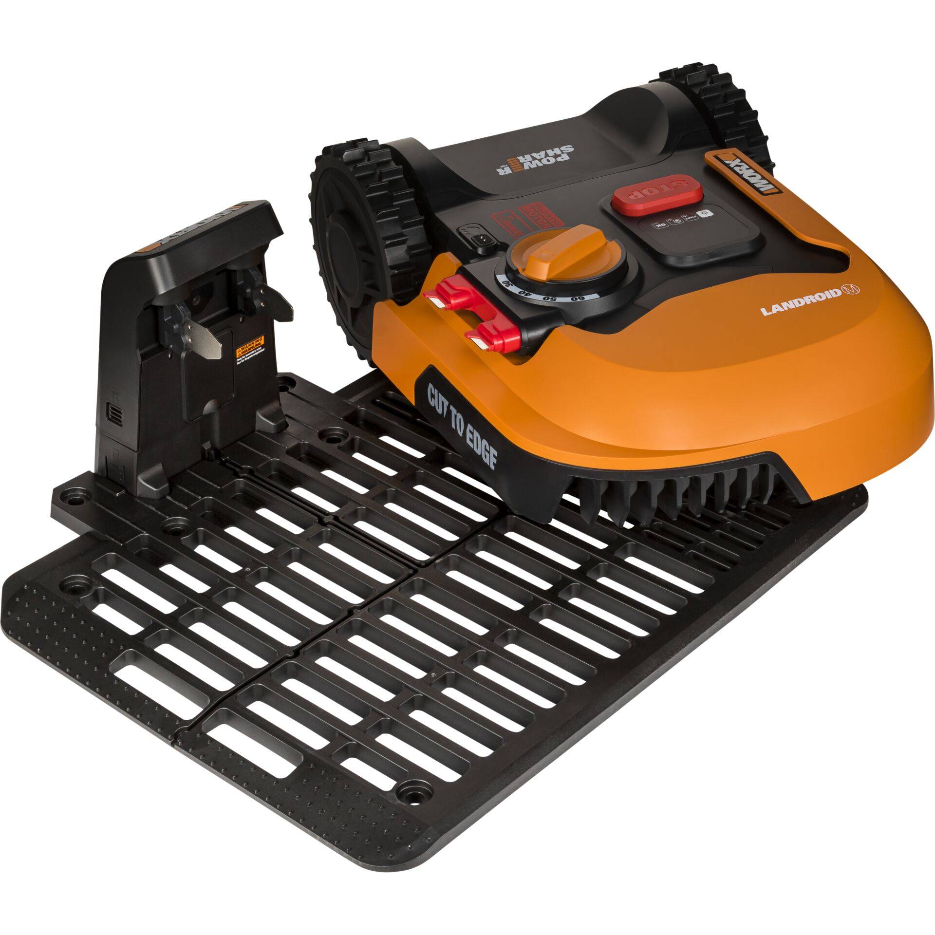 Worx Rasenmähroboter 500 m² 18 cm 3 6 Rotorblätter Lithium 20V 2.0 Ah 30-60mm 180mm LED 67 db USB 558x404x205 mm 9 kg-1