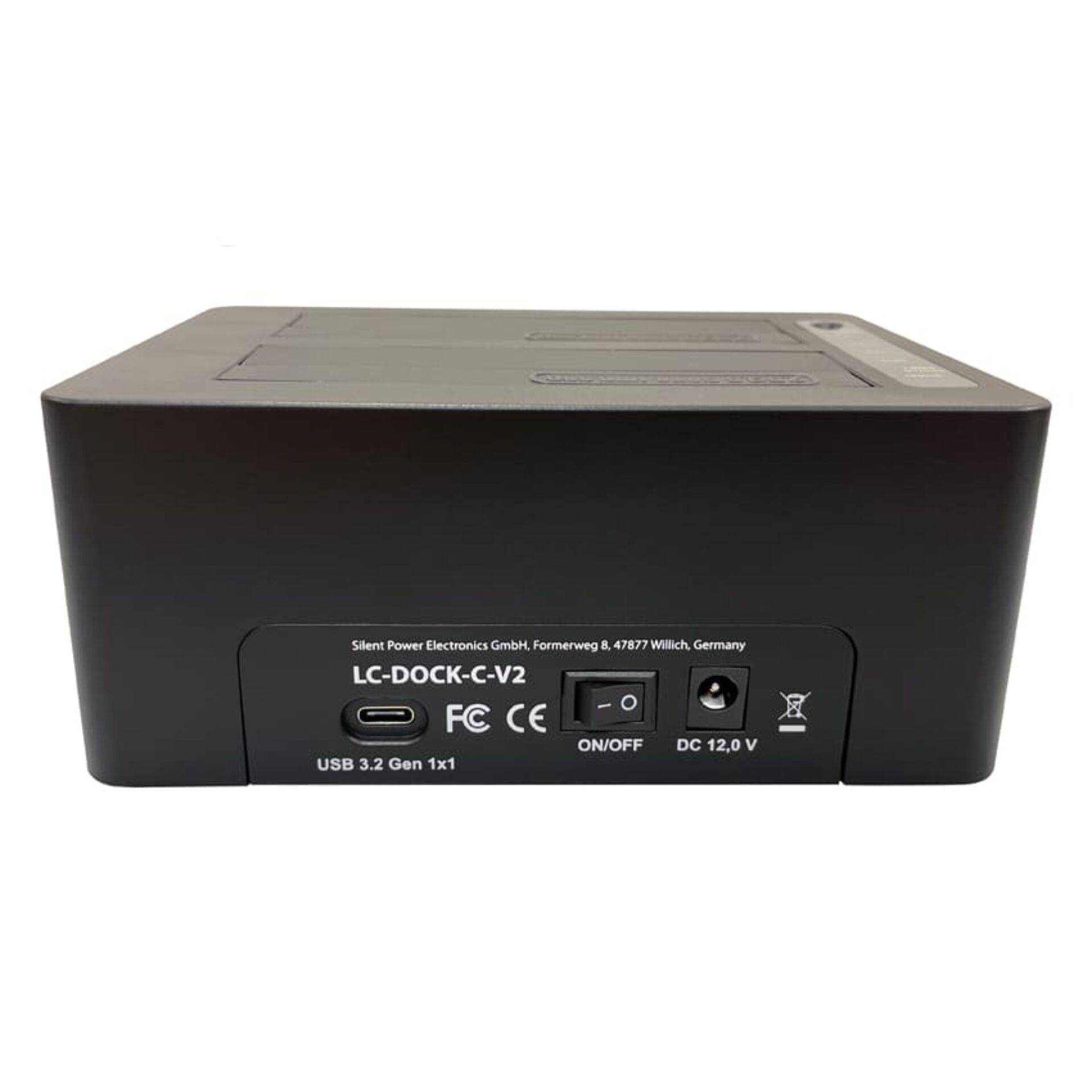LC-Power LC-DOCK-C-V2 Docking Station Dual SATA HDD/SSD USB-C 3.2 Gen 1 Cloning - 2.5 - USB - 2,5" - USB 2.0-2
