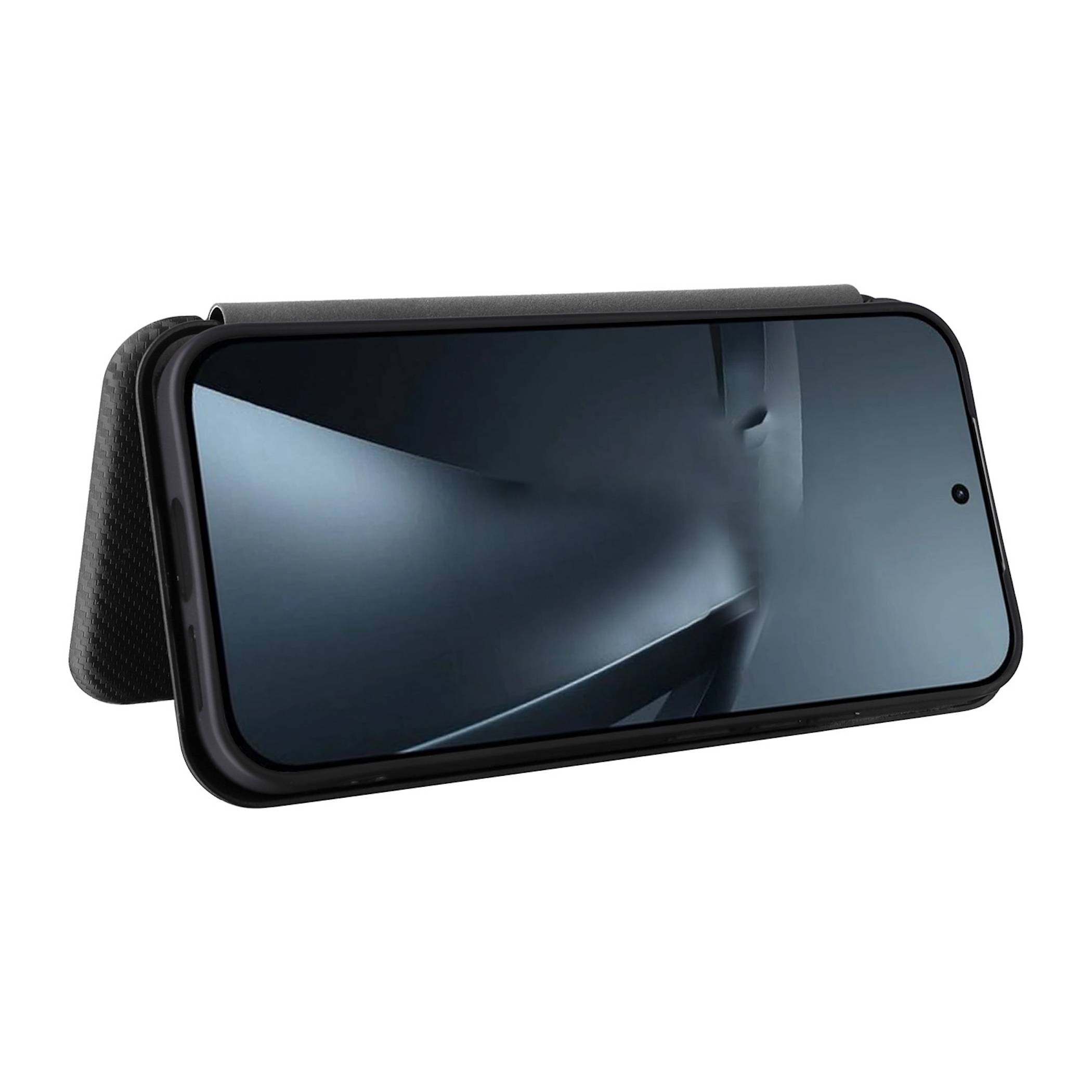 Handyhülle Kunstleder für Xiaomi 17T Pro Carbon Schutz Flip Cover Case Schwarz-4