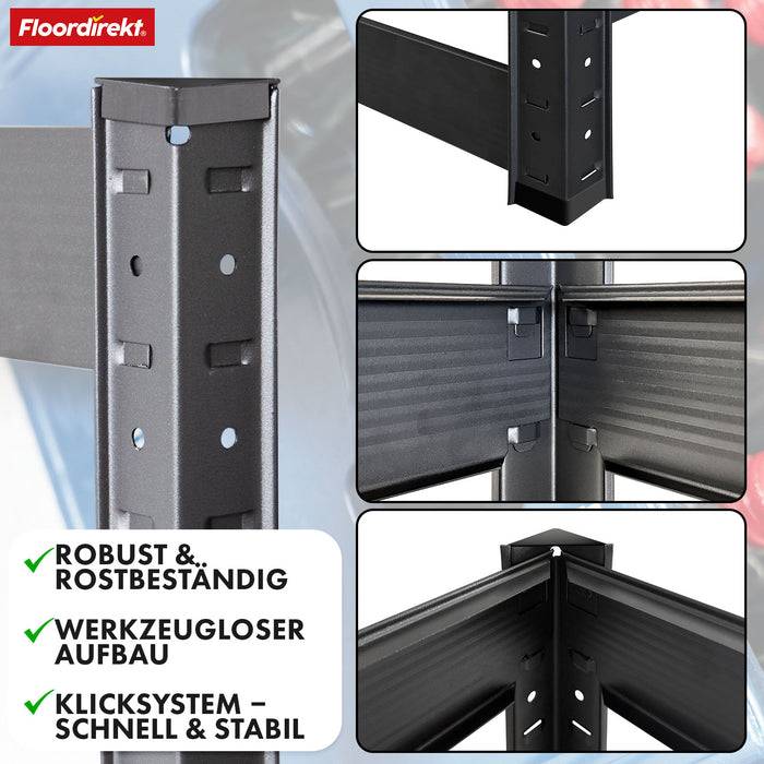 FLOORDIREKT Flaschenkastenständer Osaka - Robustes Lagerregal aus pulverbeschichtetem Stahl - 200 x 40 x 30 cm-1