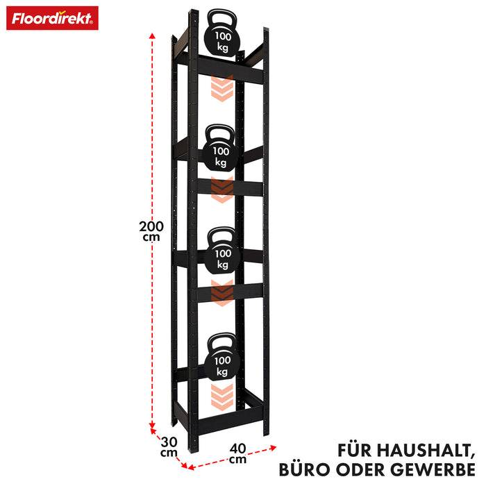 FLOORDIREKT Flaschenkastenständer Osaka - Robustes Lagerregal aus pulverbeschichtetem Stahl - 200 x 40 x 30 cm-3