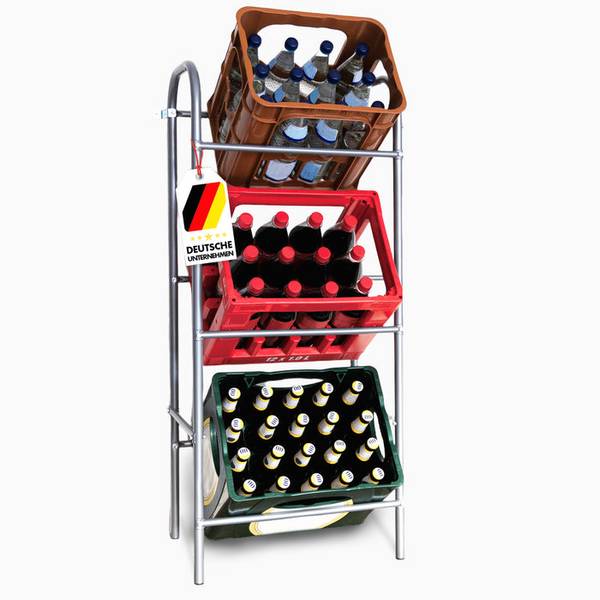 FLOORDIREKT Flaschenkastenständer Rocket - Robustes Lagerregal mit Wandbefestigung - 49,5 x 32,5 x 115,5 cm