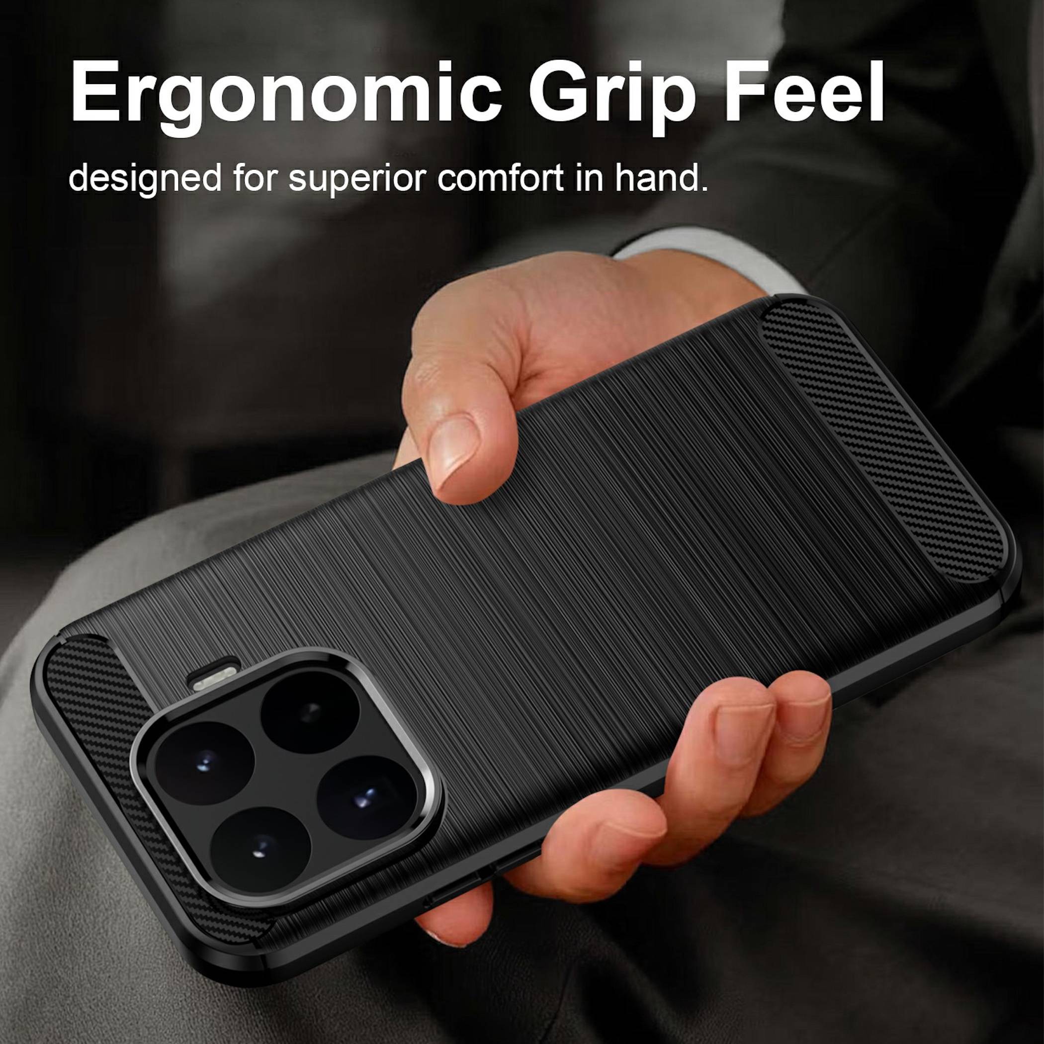 Handy Hülle für Xiaomi 17T Carbon Design Schutz Stoßfest Case Schwarz-1