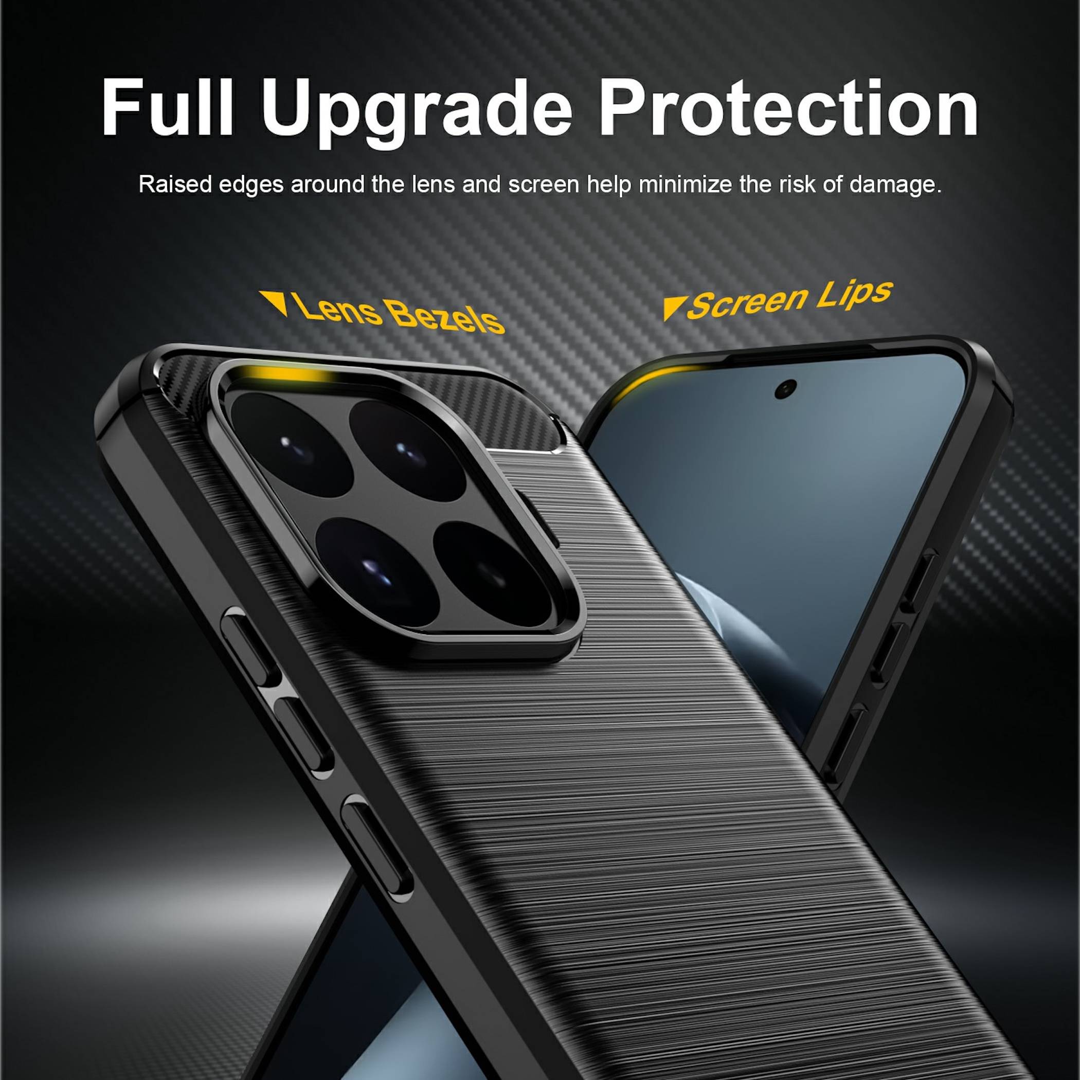 Handy Hülle für Xiaomi 17T Carbon Design Schutz Stoßfest Case Schwarz-2