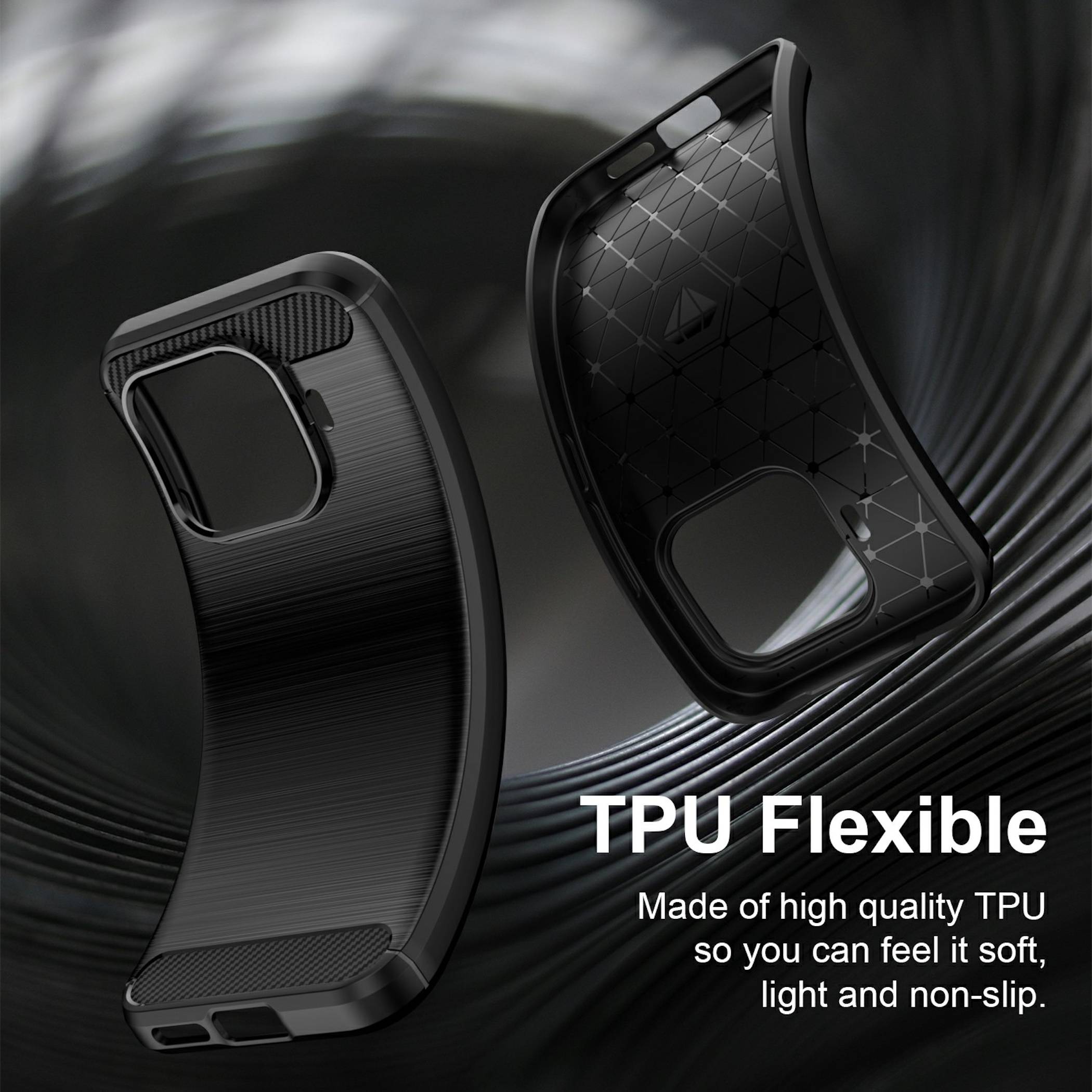 Handy Hülle für Xiaomi 17T Carbon Design Schutz Stoßfest Case Schwarz-4