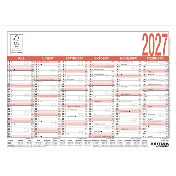 Arbeitstagekalender 907 A4 29,7x21cm 2027-1