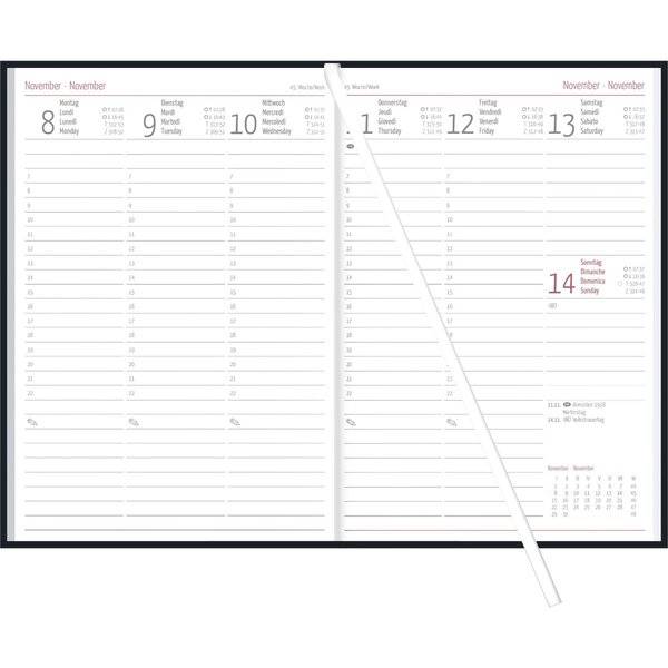 Wochenbuch 766 14,6x21cm 1 Woche/2 Seiten schwarz 2027-1