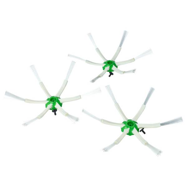 vhbw 3x Seitenbürste kompatibel mit iRobot Roomba i7 | i7+, e6, e5 Saugroboter - Reinigungsbürsten Set, weiß / grün