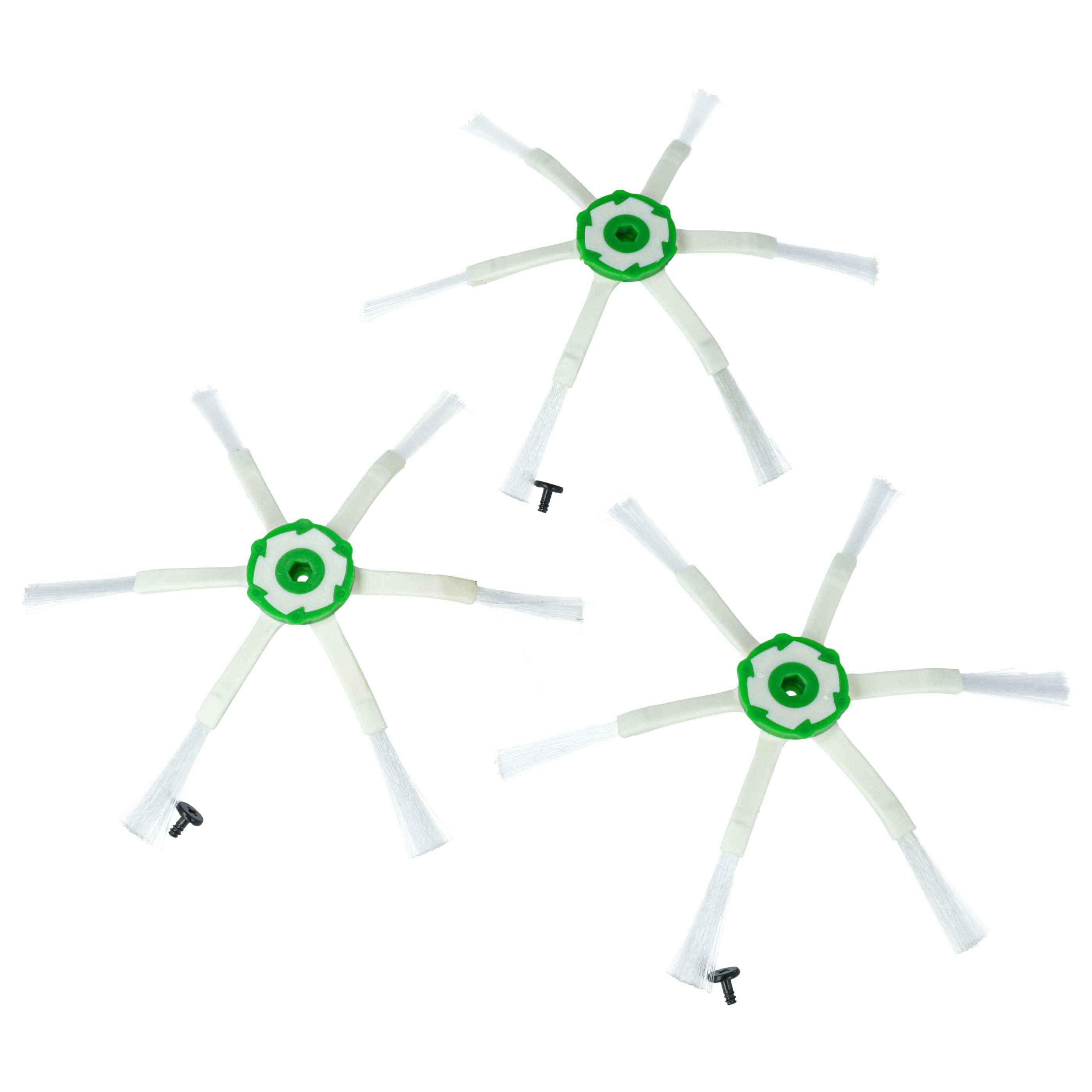 vhbw 3x Seitenbürste kompatibel mit iRobot Roomba i7 | i7+, e6, e5 Saugroboter - Reinigungsbürsten Set, weiß / grün-3