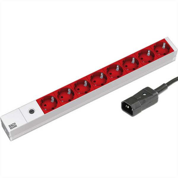 Bachmann 48.26cm Steckdosenleiste 8xCEE7/3 C14-Stecker Alu L 8m - (Offline-) USV - 2.300 W