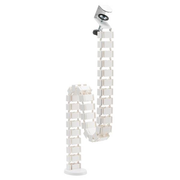 my wall Flexible cable duct With adjustable length up to 1347 mm, fixed with a clamp, silver