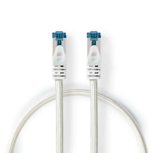 Nedis Cat 6a cable S/FTP RJ45 plug RJ45 plug 0.50 m Snagless Round Braided / PVC Silver Packaging wi