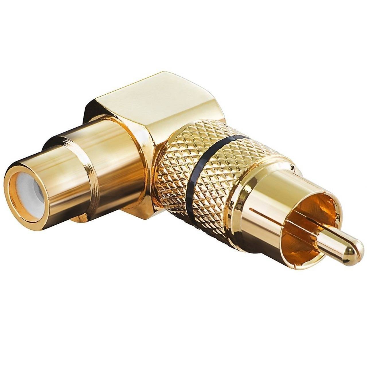 Goobay Cinch Adapter 90°; Goldausführung; schwarz Goldausführung, 90°-Winkel, schwarz Schwarz-0