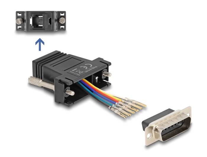 Delock D-Sub 15 Pin Stecker zu RJ12 Buchse Montagesatz schwarz-0