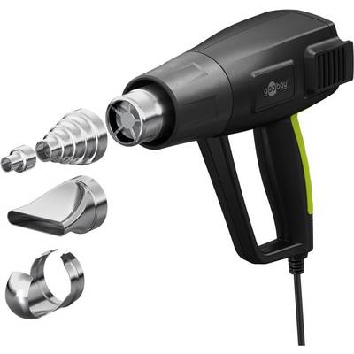 Goobay 77823 Heißluftpistole Premium, Heißluftgebläse, 1500 W, LCD, stufenlos 100-650 °C, 4 Aufsätze-0
