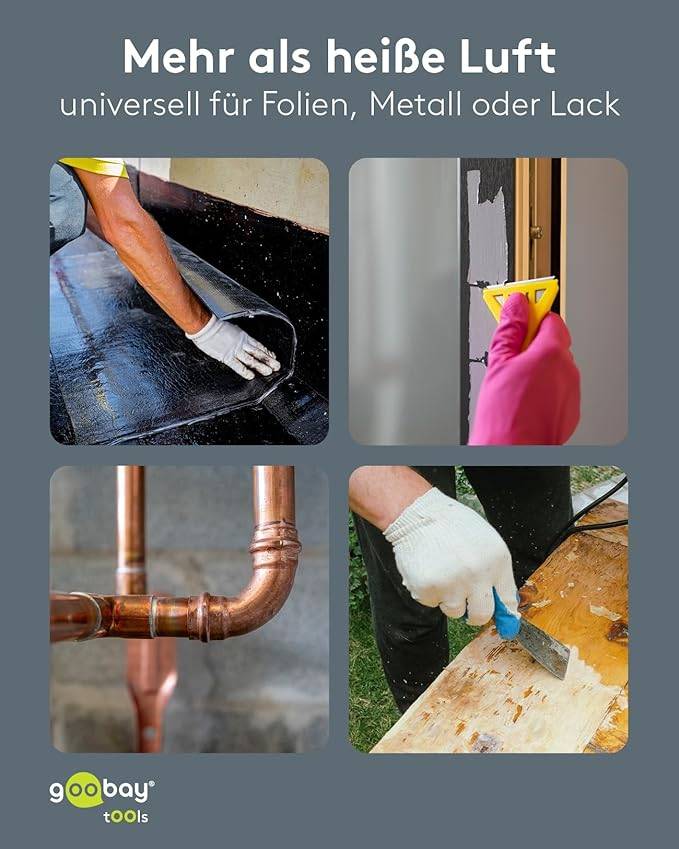 Goobay 77821 Heißluftpistole Advanced, Heißluftgebläse, 1500 W, 200-500 °C, 4 Düsen, 450 l/min-4