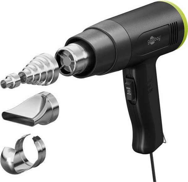 Goobay 77821 Heißluftpistole Advanced, Heißluftgebläse, 1500 W, 200-500 °C, 4 Düsen, 450 l/min