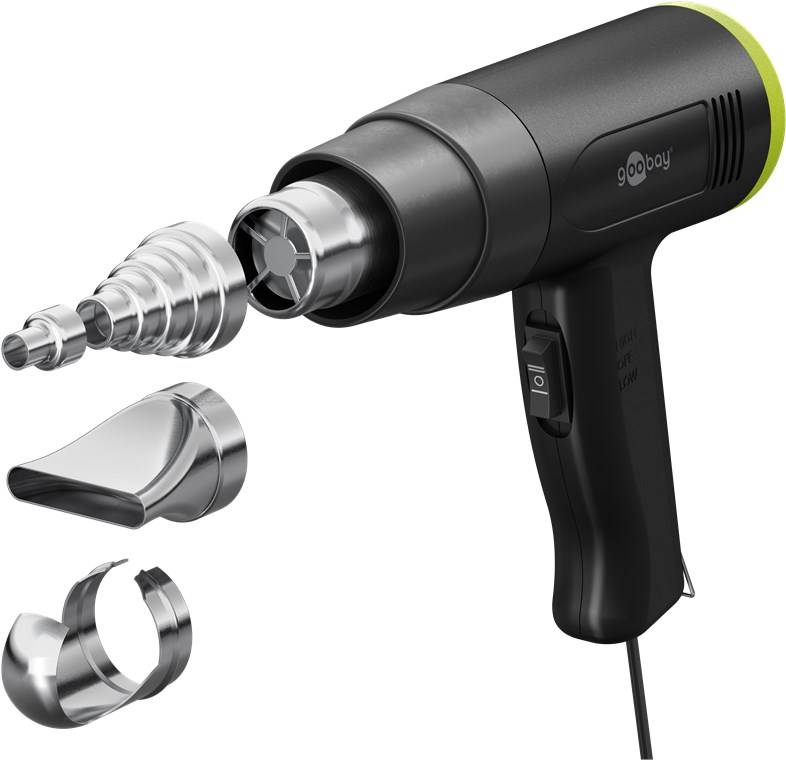 Goobay 77821 Heißluftpistole Advanced, Heißluftgebläse, 1500 W, 200-500 °C, 4 Düsen, 450 l/min-0