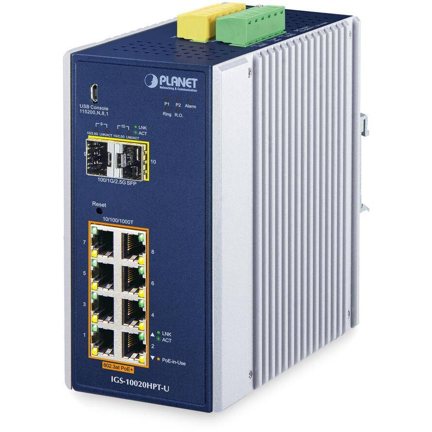 Planet DIN-Rail L2+/L3 Manageable Industrial Gigabit POE Switch - Switch - 1 Gbp-0