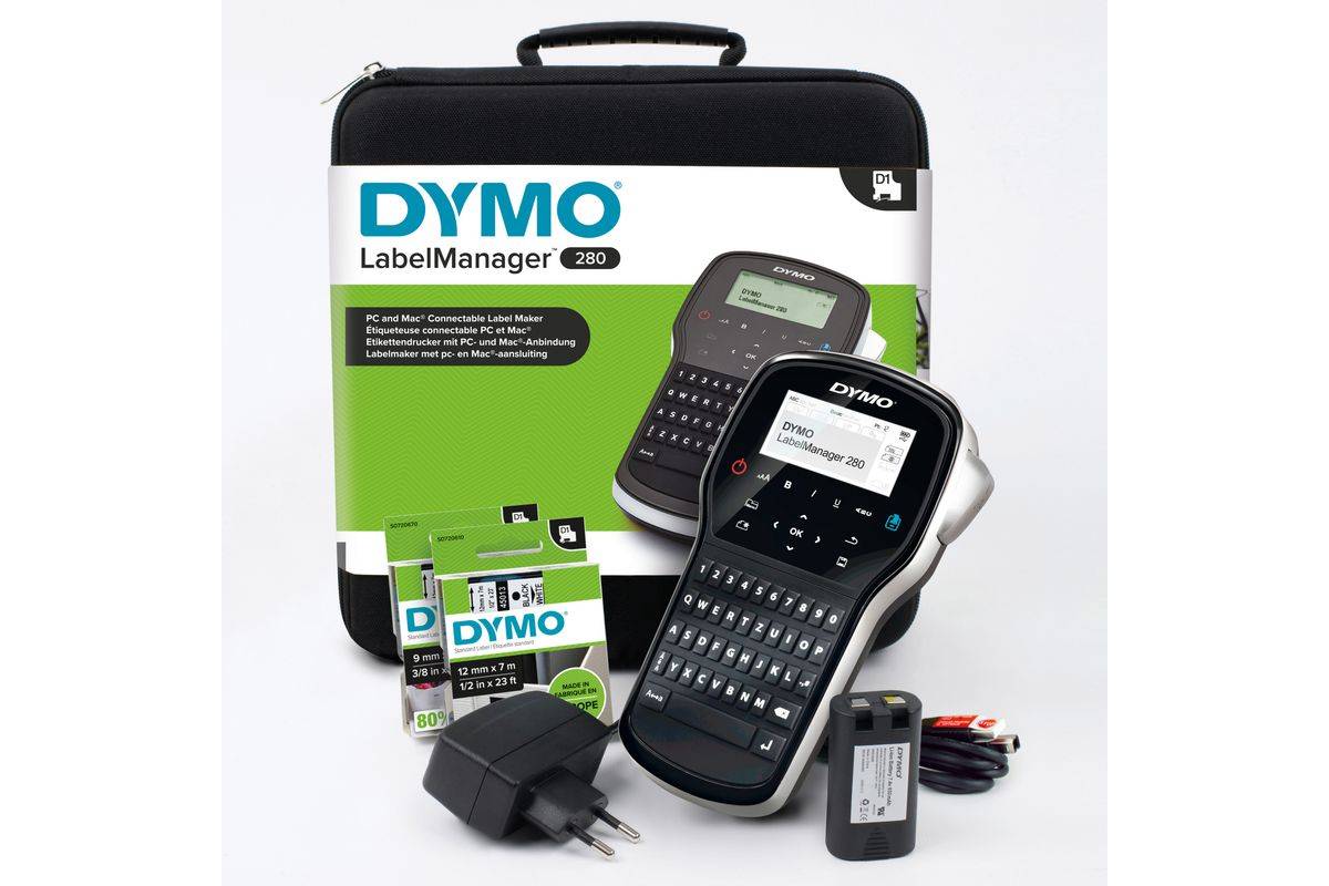 Dymo LabelMANAGER 280 Kit Beschriftungsgerät s/w Thermotransfer Rolle 1,2 cm 180 dpi bis zu 15 mm/Sek. USB Cutter-0