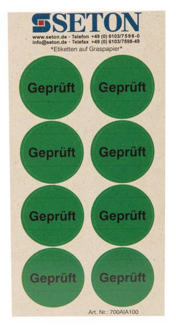 Etiketten zur Qualitätssicherung - Geprüft