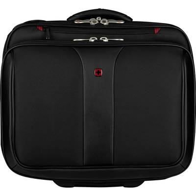 Schwarze Akten- oder Laptoptasche mit Griff und Reißverschlüssen, markantes rotes Kreuz-Logo in der Mitte. Ideal für Berufstätige.
