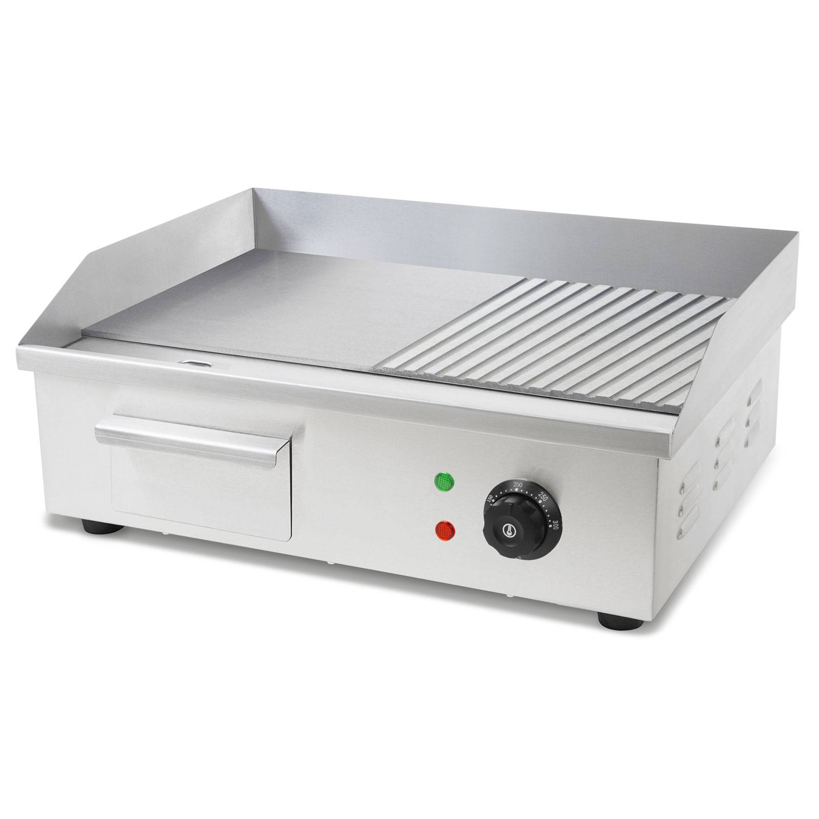 VERTES Grillplatte Plancha Grill 3000W Grillfläche Flach und Rillen 55x35cm Temperatur 50-300°C-0